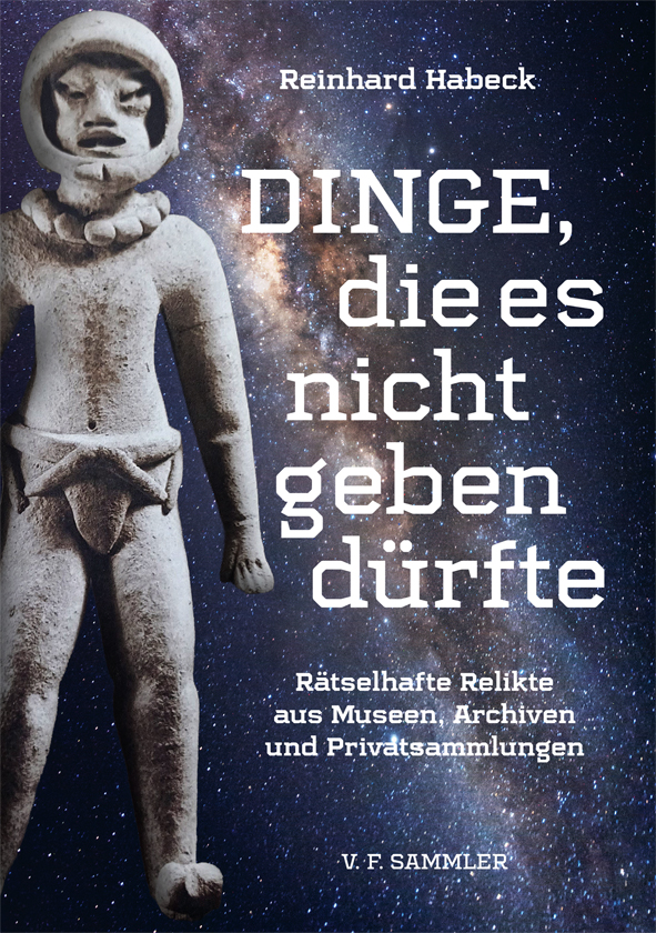 Cover des Buches 'Dinge die es nicht geben dürfte' mit Abbildung einer Steinstatue vor einer Sternenstraße